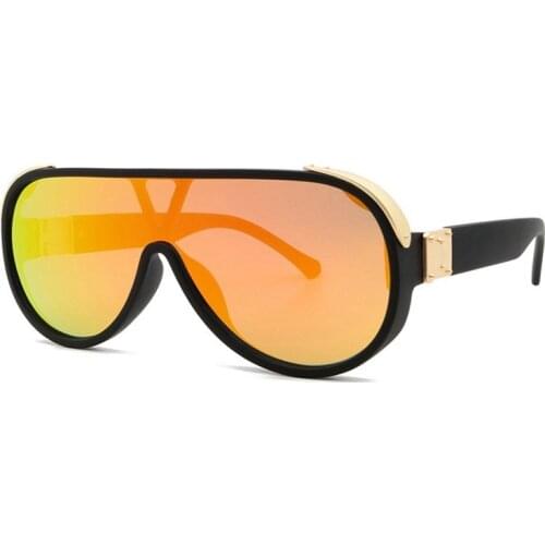 New Ins Popular Brand Pilot Sunglasses Women Retro Red Steampunk Shades Men Fashion Oversized Sun Glasses Female Travel Sunglass