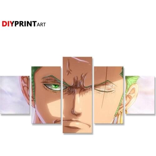 One Piece Roronoa Zoro 5 Panel Modern Art Print Wall Pictures for Bedroom Livingroom A2013
