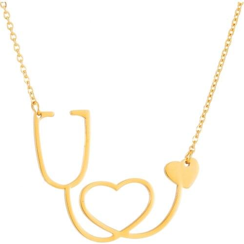 Womens Love Heart Choker Necklace Medical Nurse Stethoscope Necklaces & Pendants for Women/Girl Dropshipping Bijoux Femme Gift