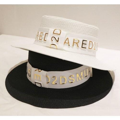 2021 New Summer Sun Hat For Women Fashion Girl Straw Hat Ribbon Bow Beach Raffia Straw Hat Flat Top Panama Dropshipping