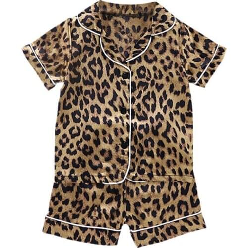 Girls Princess Pajamas Baby Cartoon Clothing Sets Kids Leopard Pyjamas Pijamas Boys Girls Short Sleeve Sleepwear Night Wear