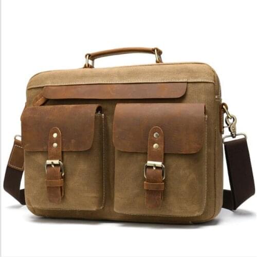 Luufan Casual Mens Canvas Briefcase Daily Canvas Tote Bags Men Male Wateroof Canvas Bag Shoulder Bag For School Messenger Bags
