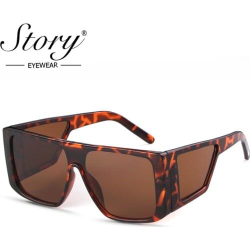 STORY retro oversized square sunglasses women men 2019 luxury brand designer Leopard classics black goggle male shades S6938G