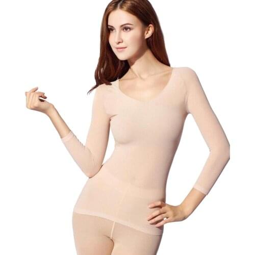 Winter 37 Degree Constant Temperature Women Long Johns Super Elastic Couples Ultrathin Thermal Underwear Sets Seamless BodySuit