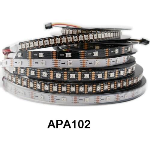 1m/3m/5m APA102 Smart led pixel strip 30/60/144 leds/pixels/m,IP30/IP65/IP67 DATA and CLOCK seperately DC5V
