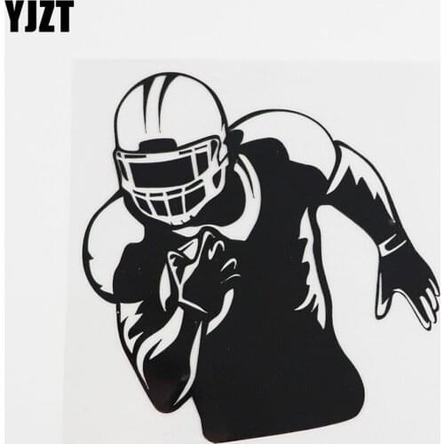 YJZT 12.4CMX12.9CM American Football Player Sports Helmet Vinyl Car Sticker Black/Silver 8A-0390