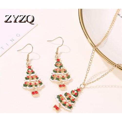 ZYZQ Romantic Mistletoe Drop Earrings&Necklace Jewelry Sets Lovely Passion Christmas New Year Gift For Women Wholesale Lots&Bulk