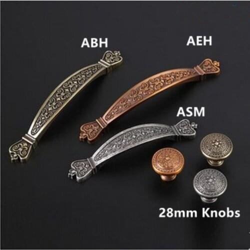 Yellow bronze dresser pulls knobs antique brass drawer cabinet knobs 128mm antique silver handles 96mm retro furniture handles