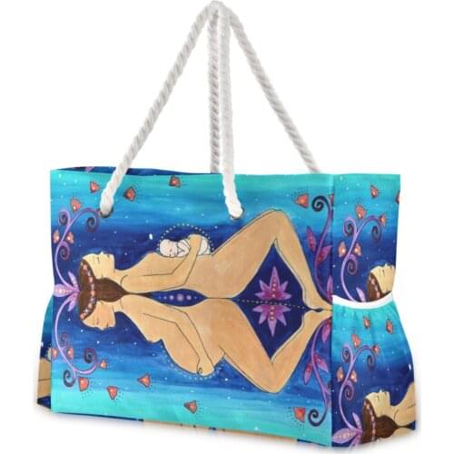 Women Handbag Summer Blue Beach Bag Gregnant Woman Printing Large Capacity Totes Nylon Women Shoulder Bag Bohemia New