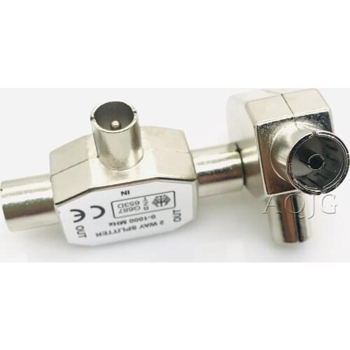 1pc TV9.5 1 Male 2 Female TV Antenna Plug Tee Conversion Cable Joint Adapter for 9.5 interface Video Equipment Connector