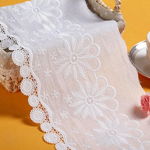 1Yard Flower Embroidery Cotton Material Lace For DIY Sewing Craft Clothing Accessories Home Textile Supplies
