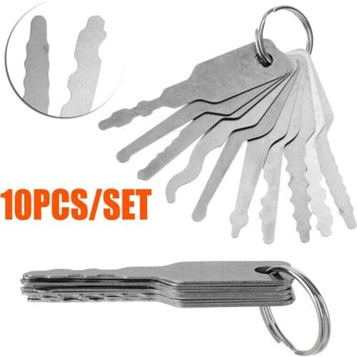 10Pcs/Set Stainless Jiggler And High Quality Keys Dual Sided Car Unlock Lock Open Repair Accessories Tool Kit Auto Accessories