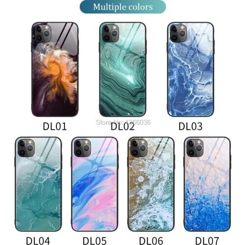 100pcs Marble Glass Phone Case for IPHONE 12 Pro MAX/XS MAX/XR/678 Plus Hard Back Case For IPHONE 12