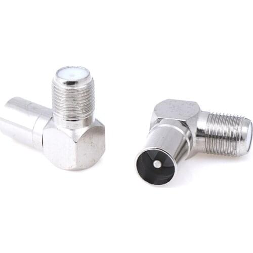 2pcs Aluminium Alloy Right Angle TV Aerial Antenna Plug Connector Adapter Plug To Socket Coax Cable