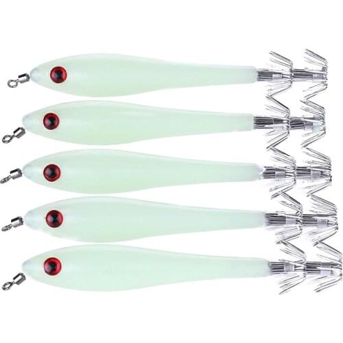 5Pcs/Lot Stainless Steel Luminous Squid Hooks Fishing Tackle Lures Squid Jigs Hook Umbrella Type Octopus Fish Hook Pesca