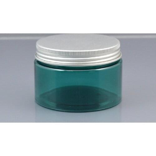 50pcs/lot 120ml Blue Plastic Cosmetic Jar PET Serum Bottle Aluminum Cap 120g Thread Cream Container Rolled on Lightproof 120HBL