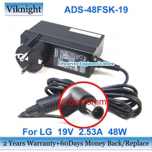 EU Plug ADS-48FSK-19 19V 2.53A AC Adapter For LG MONITOR 22MP47D 22MP55HQ 23M45VQ 23MP48D E2242T 22MP48HQ E2351T M2732D 29UM65