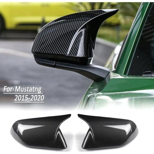 Car ABS Carbon Fiber Color Rear View Mirror Cover Shell Housing Trim for Ford Mustang 2015-2020