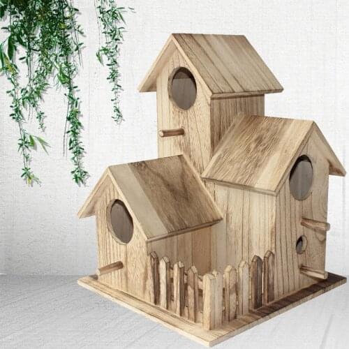 Outdoor bird anti-corrosion wooden bird house breeding box garden parrot bird nest carrying case bird cage feeder ZP626943