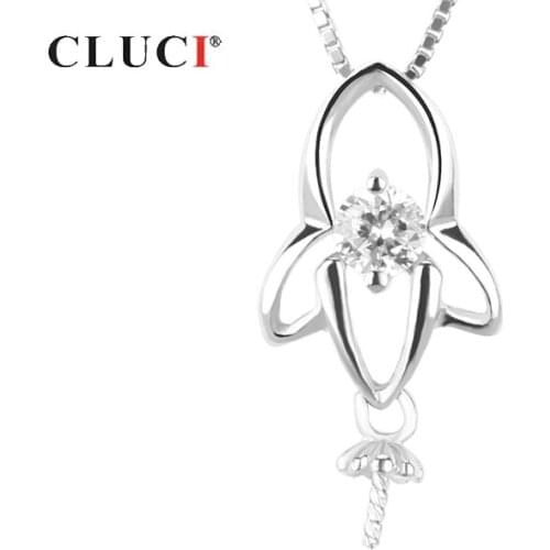 CLUCI 925 Sterling Silver Women Jewelry Pendant for Necklace Silver 925 Pearl Pendant Mounting Cute Plane Charms Pendant SP097SB