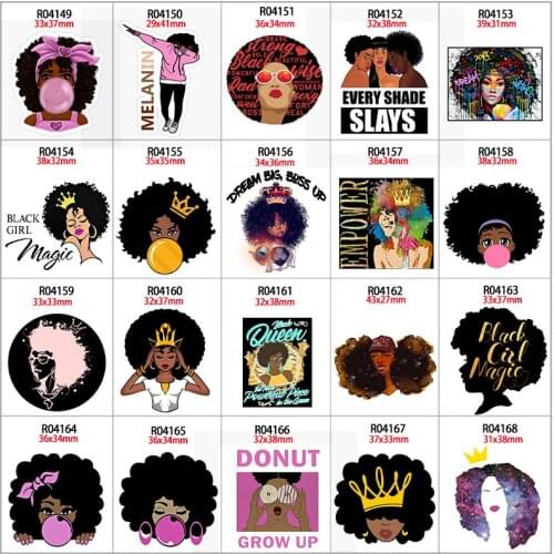 Planar Resins Design Beautiful Black Girl Cartoon Printed 10pcs/lot for Jewelry Phone Decorative Material R0414 R0415