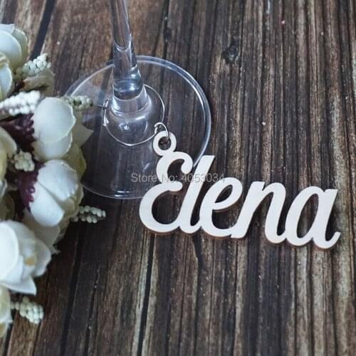 Wooden Wedding Place Name Keyring, Wooden Wine Glass Charm, Wedding Place Setting, Name Place Setting, Wedding Place Cards