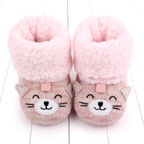 Winter Baby Boots Cat Girls Boys Knitting Booties Super Keep Warm Infant Toddler Soft Bottom Snow Shoes 0-18 M