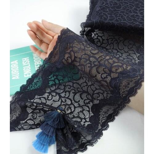 1 Meter Black Blue High Quality Elastic Lace Stretchy Lace Fabric For Wedding Dress 18cm Width