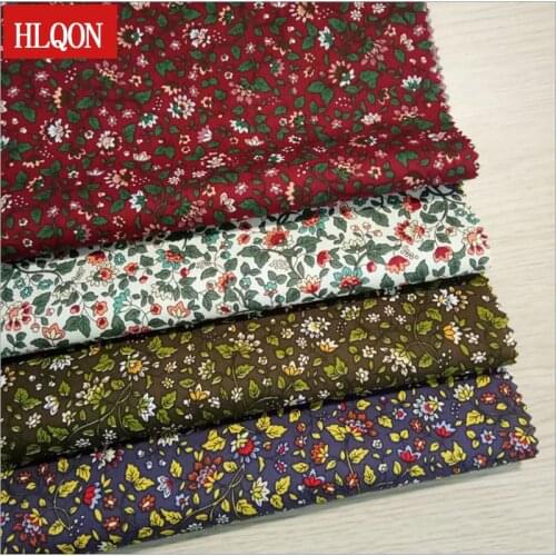 HLQON cotton printed small flower fabric used for sewing dress Quilting Textile women clothing skirt shoe by 100x150cm