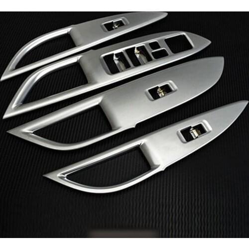 For Mitsubishi Outlander EX 2013 2014 3th Generation Chrome Inside Interior Door Armrest Cover Window Control Button Trims 4pcs