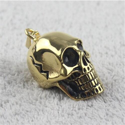 New Gift Gothic Punk Unisexs Heavy Mens Women Gold 316L Stainless Steel Skull Pendant