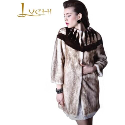 LVCHI Natural fur store women winter fur Customized clothing 2019 Genuine Leather Mink fur coat from natural fur,Free shipping