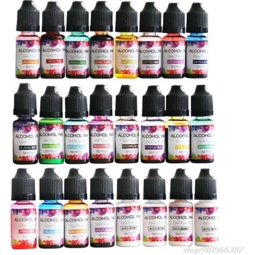 24 Colors 10ML Art Ink Alcohol Resin Pigment Kit Liquid Resin Colorant Dye Ink Diffusion UV Epoxy Resin O02 20 Dropshipping