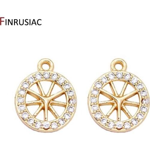 Inlay Zircon Small Round Hollow Wheel Pendant Charms For DIY Making Bracelets Earrings Accessories Materials