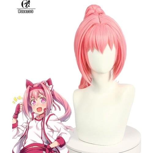 ROLECOS Anime Uma Musume Pretty Derby Cosplay Wig Haru Urara Cosplay Wig Women Headwear Pink Synthetic Hair Heat Resistant