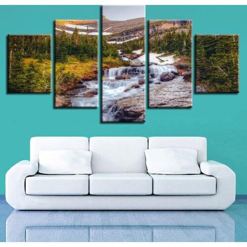 Landscape Sky Cloud Star Mountain River Hot Air Balloon 5 Piece Wall Pictures For Living Room Color Painting Art Home Decor