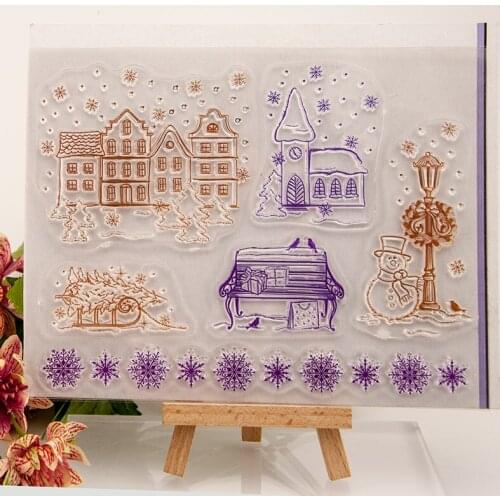 Christmas Winter House Transparent Clear Silicone Stamp/Seal for DIY scrapbooking/photo album Decorative clear stamp sheets