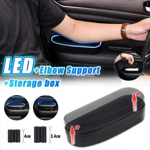 With LED Anti Slip Mat Storage box Adjustable Car Elbow Support Left Hand Armrest Support Anti-fatigue