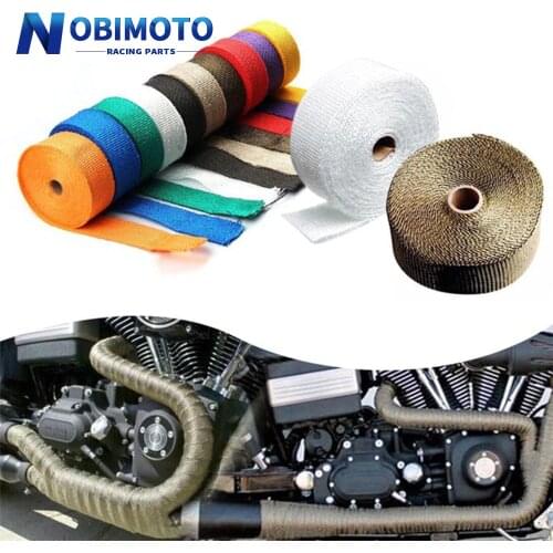 5cm*5M/10M/15M Roll Fiberglass Heat Shield Motorcycle Exhaust Header Pipe Heat Wrap Tape Thermal Protection Exhaust Pipe Insulat