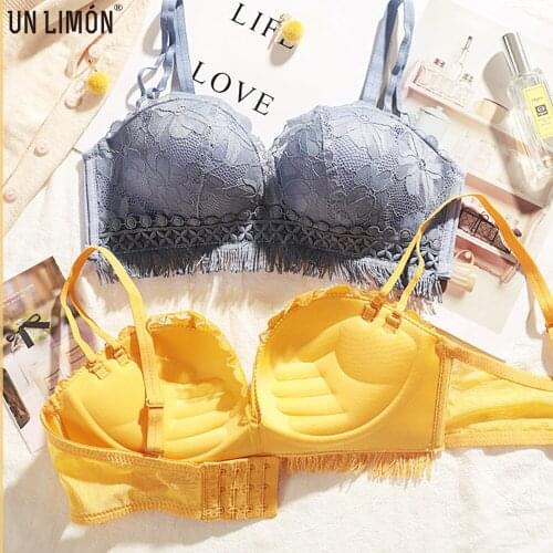 UNLIMON Women Lingerie Sexy Lace Push Up Wireless Bra