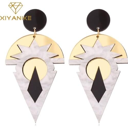 XIYANIKE New Punk Acrylic Big Dangle Earrings For Women Brincos Pendientes Mujer Moda Personality Hip Hop Jewelry E201