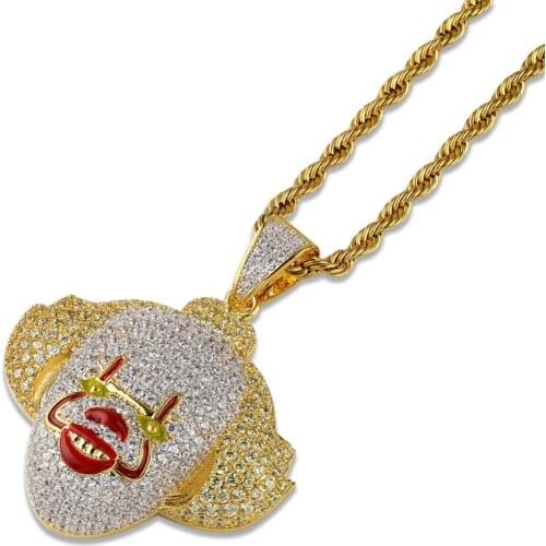 Hip Hop Jewelry Fashion Horror Clown Joker Necklace Cubic Zircon Stephen Kings It Pendants Necklace Iced Out Chain Pendant Gift