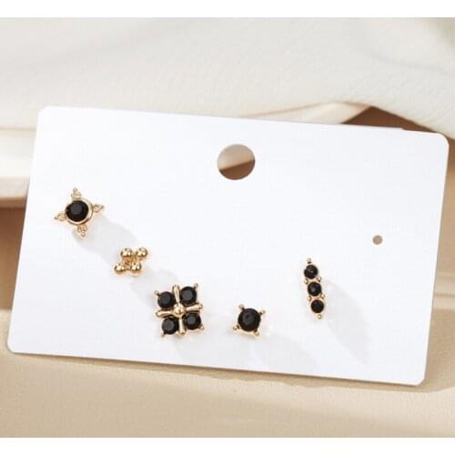 2020 New Korean Simple 5 Pcs/Set Asymmetry Stud Earring For Women Fashion Zircon Gold Color Female Jewelry Valentine Gifts
