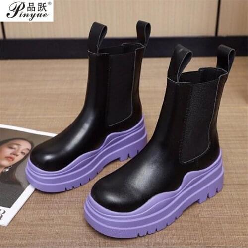 Women Ankle Boots Round Toe Pu Leather All Match Square High Heel Fashion Winter Shoes Women Boots