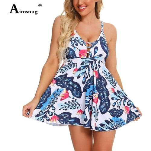 Women Tankini Swimsuit Bohemian Flower Leaf Print Two Pieces Outfits 2021 mujer Summer Skirts Set Swimwear Sexy Femme Clothing
