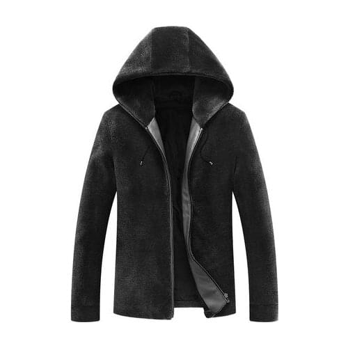 Winter Real Fur Men Parka Short Zipper Male Sheep Shearing Coat Outwear Mens Wool Coats Plus Size AW9936 LX2407