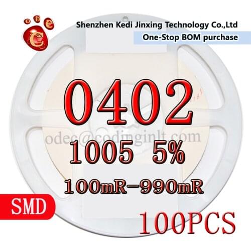 0402 1005 5% SMD resistor 100pcs 0.1R 0.12R 0.15R 0.2R 0.22R 0.24R 0.3R 0.33R 0.36R 0.39R 0.43R 0.47R 0.51R 0.56R 0.62R 0.68R