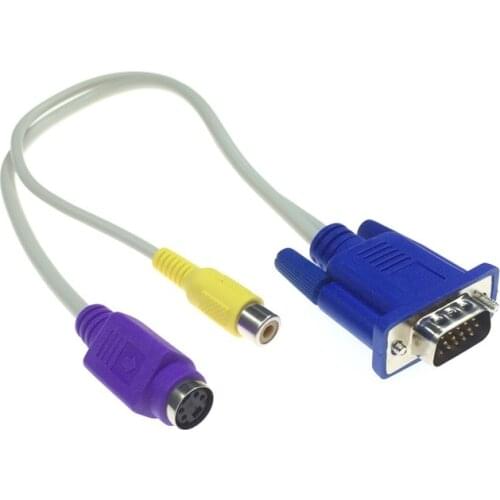 1pcs 15Pin PC VGA SVGA TO S-Video RCA Composite AV TV Out Converter Adapter Cable