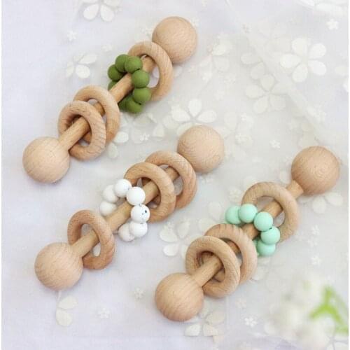 1PC Baby Wooden Teether Stick Cartoon Beech Teething Items Newborn Teething Toy Babies Accessories Sensory Toy Chew Beech Rattle