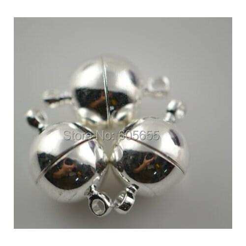 10mm Silver plating color Round Shape Magnetic Clasps fit Fashion Necklace Bracelets making Jewelry Findings